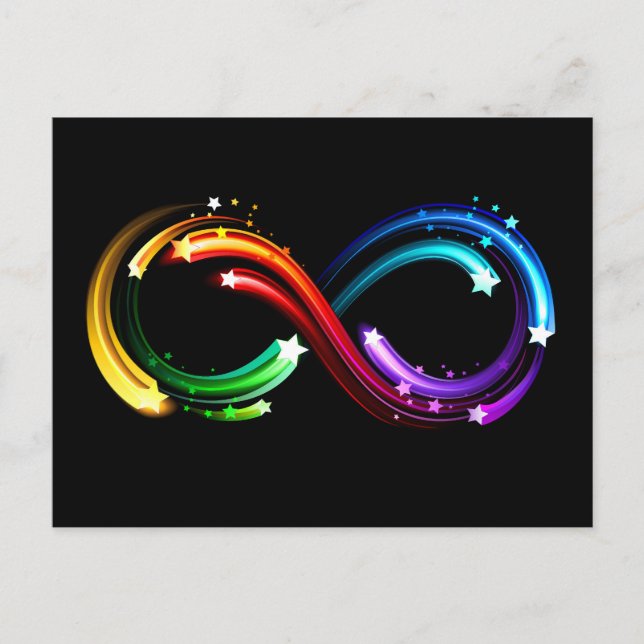 Cartão Postal De Anúncio Símbolo do infinito de cometas arco-íris (Frente)