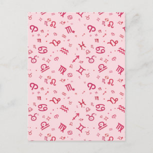 Cartão Postal De Anúncio Símbolo do signo do zodíaco da astrologia rosa 