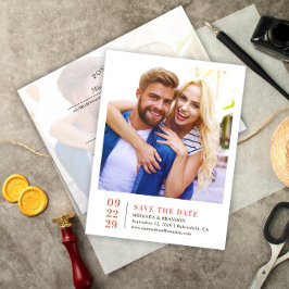 Cartão Postal De Anúncio Simples Casamento de Foto Elegante Salve o Cartão