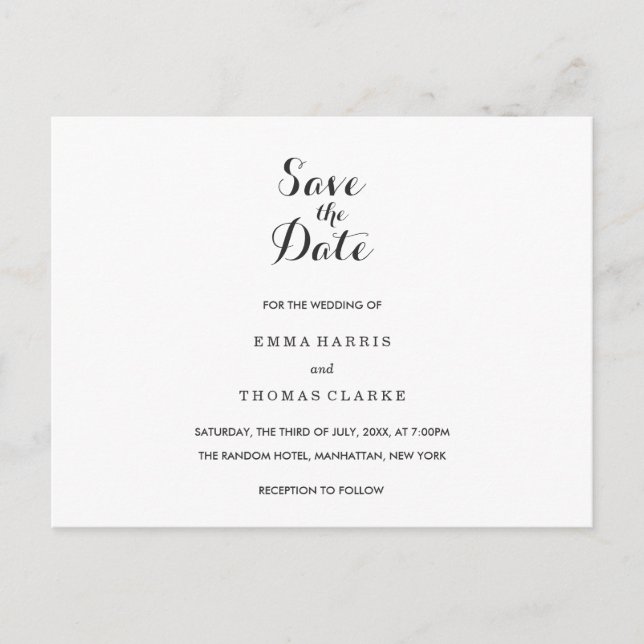 Cartão Postal De Anúncio Simples Elegante | Cartão de Antemão de Casamento (Frente)