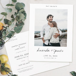 Cartão Postal De Anúncio Simples Elegante Moderno Foto Save the Date Casame