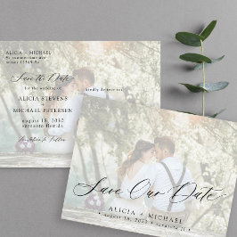 Cartão Postal De Anúncio Simples foto elegante roteiro casamento salvar a d