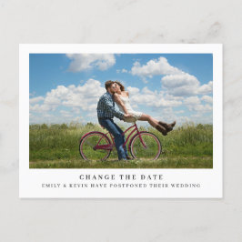 Cartão Postal De Anúncio Simples Foto Minimalista de Casamento Mudar a Data