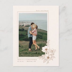 Cartão Postal De Anúncio Simples Ivory Dourada Anemone Art Floral Salvar a 