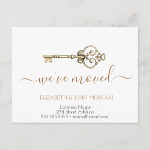 Cartão Postal De Anúncio Simples Movi a Chave Dourada Novo Endereço