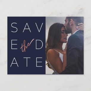 Cartão Postal De Anúncio Simples Rosa Dourado Marinha Foto Casamento Salve