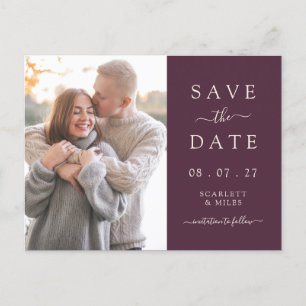 Cartão Postal De Anúncio Simples Save The Date de Fotografia em Borgonha Ca
