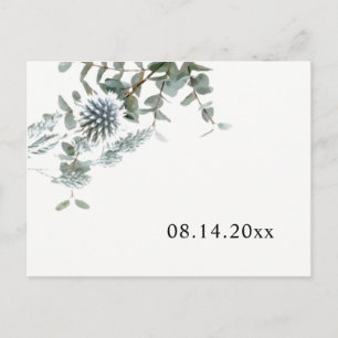 Cartão Postal De Anúncio Simples Save the Date Rústico Azul Cardo