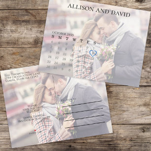 Cartão Postal De Anúncio Simples Sobreposição de Fotos do Calendário Mínimo