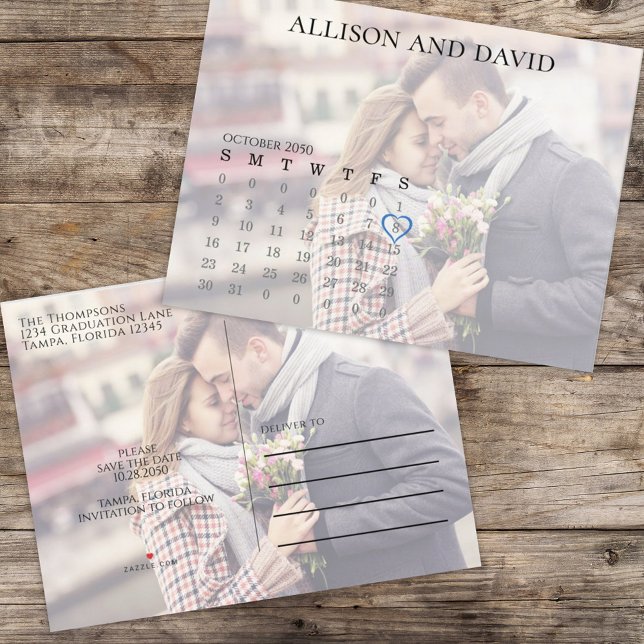 Cartão Postal De Anúncio Simples Sobreposição de Fotos do Calendário Mínimo (Criador carregado)