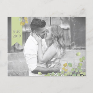 Cartão Postal De Anúncio Simplicidade de Folha Verde Salve o Cartão-Postal