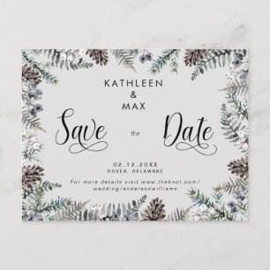 Cartão Postal De Anúncio Site de casamento de cones de pinheiro simples Sal