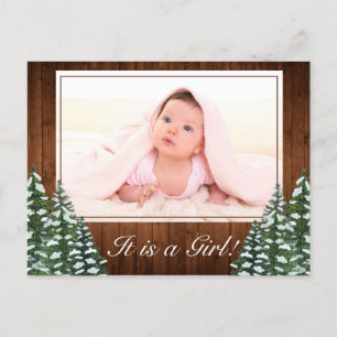 Cartão Postal De Anúncio Snowy Wood & Forest Country Baby Girl Foto Birn