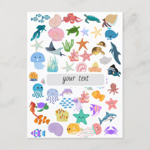 Cartão Postal De Anúncio Sob o Mar, Impressão em Aquarela, Decoração Fina