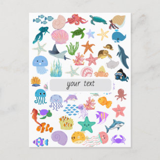 Cartão Postal De Anúncio Sob o Mar, Impressão em Aquarela, Decoração Fina