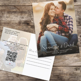 Cartão Postal De Anúncio Sobreposição de código QR do script de foto para s