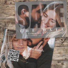 Cartão Postal De Anúncio Sobreposição de QR Code para Salvar Data de Casame