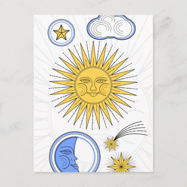 Cartão Postal De Anúncio Sol e Lua Vintage (Frente)