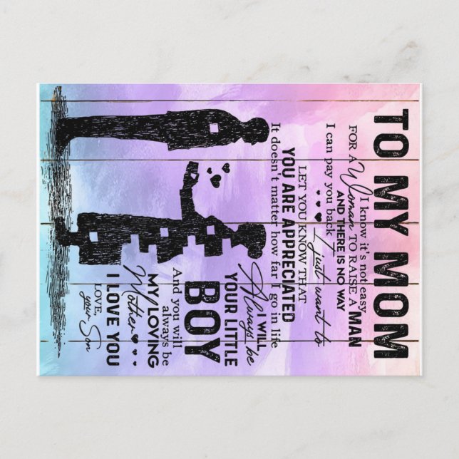 Cartão Postal De Anúncio Son To My Mom Letter, Mother Birthday Gift (Frente)