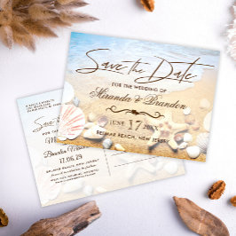 Cartão Postal De Anúncio Starfish de Casamento de Praia Tropical Salvar Dat