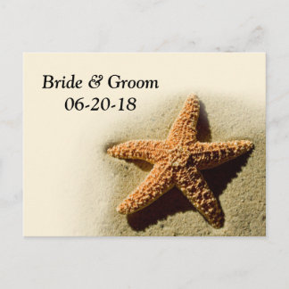Cartão Postal De Anúncio Starfish Salve O Casamento Do Tema Da Praia Da Dat