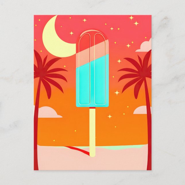 Cartão Postal De Anúncio Starry Summer Palm Ice Oasis (Frente)