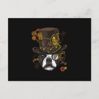Cartão Postal De Anúncio Steampunk Boston Terrier Camiseta de cão Steampunk