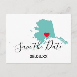 Cartão Postal De Anúncio Sua forma de mapa das cores Alaska Salve a data