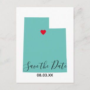 Cartão Postal De Anúncio Sua Forma de Mapa de Cores do Utah Salve a Data