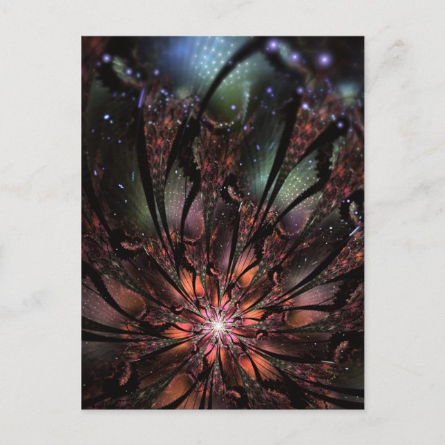 Cartão Postal De Anúncio Suave e ternura fantasia fractal flor convida (Frente)