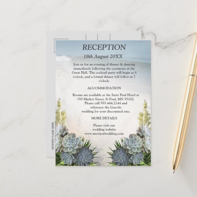 Cartão Postal De Anúncio Suculentos matizes de Blues pálidos (Frente/Verso In Situ)