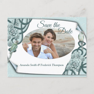 Cartão Postal De Anúncio Suculentos no sentido da água em azul-de-casa/verd