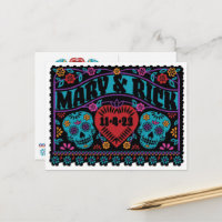 Sugar Skulls no Estilo Papel Picado Save the Date