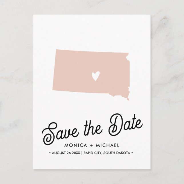 Cartão Postal De Anúncio SUL DAKOTA Estado Destino Casando qualquer COR (Frente)