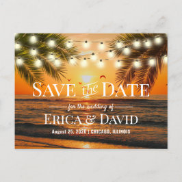 Cartão Postal De Anúncio Summer Sunset Beach Weding Date