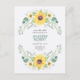 Cartão Postal De Anúncio Sunflower Rustic Country Salvar Data