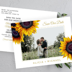 Cartão Postal De Anúncio Sunflower rustic elegant salvam casamento