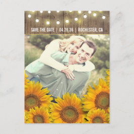 Cartão Postal De Anúncio Sunflower Rustic Photo Save The Date Postcards