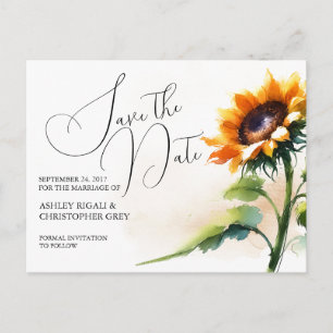 Cartão Postal De Anúncio Sunflower Save The Date Postcard
