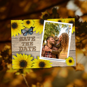 Cartão Postal De Anúncio Sunflower Save The Date Wedding