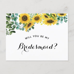 Cartão Postal De Anúncio Sunflower Você Será Minha Proposta De Bridesmaa