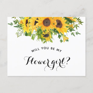 Cartão Postal De Anúncio Sunflower Você Será Minha Proposta De Menina Flor?