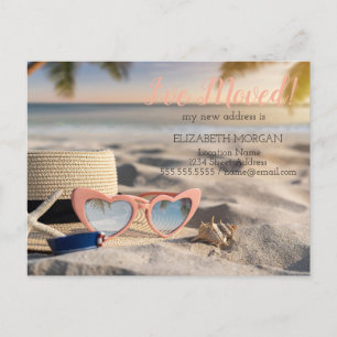 Cartão Postal De Anúncio Sunglass,Hat,Seashell Beach Novo Endereço