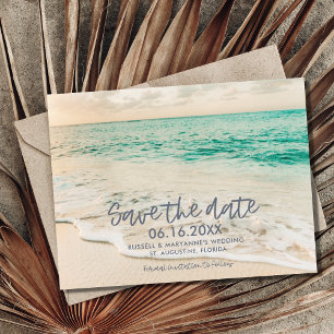 Cartão Postal De Anúncio Sunset Beach Weding Date Postcard