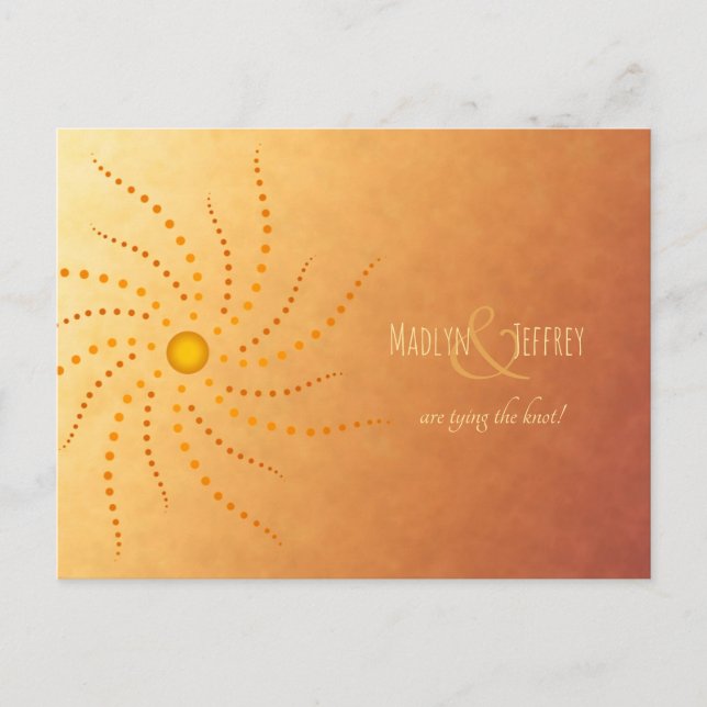 Cartão Postal De Anúncio sunset ombre casamento salvar a data (Frente)