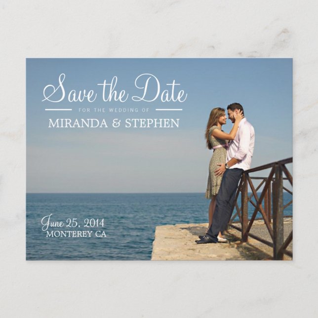 Cartão Postal De Anúncio Sweet Modern Wedding Save the Date Photo Postcard (Frente)