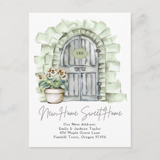 Cartão Postal De Anúncio Sweet New Home - New Address Watercolor Door 