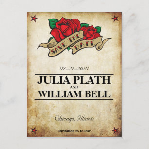 Cartão Postal De Anúncio Tatuagem Rosa Salve a data