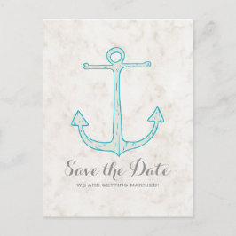 Cartão Postal De Anúncio Teal Rustic Anchor Salve o Cartão-Postal de Data