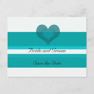 Cartão Postal De Anúncio Teal Striped Save the Date